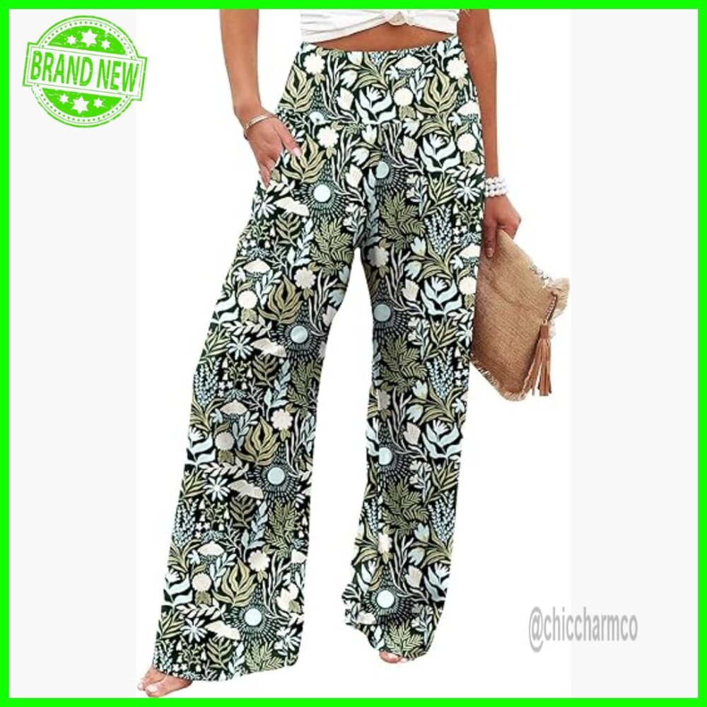 High Waist Wide Leg Palazzo Pants with Pockets Casual Lounge Flowy
